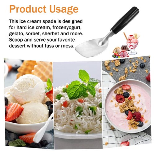 2 pcs Ice Cream Spade,Ice Cream Scoop,Stainless Steel Ice Cream Paddle with Plastic Handle,Heavy Duty & Durable Bend Proof Ice Cream Scooper Butter Cutter(Black)
