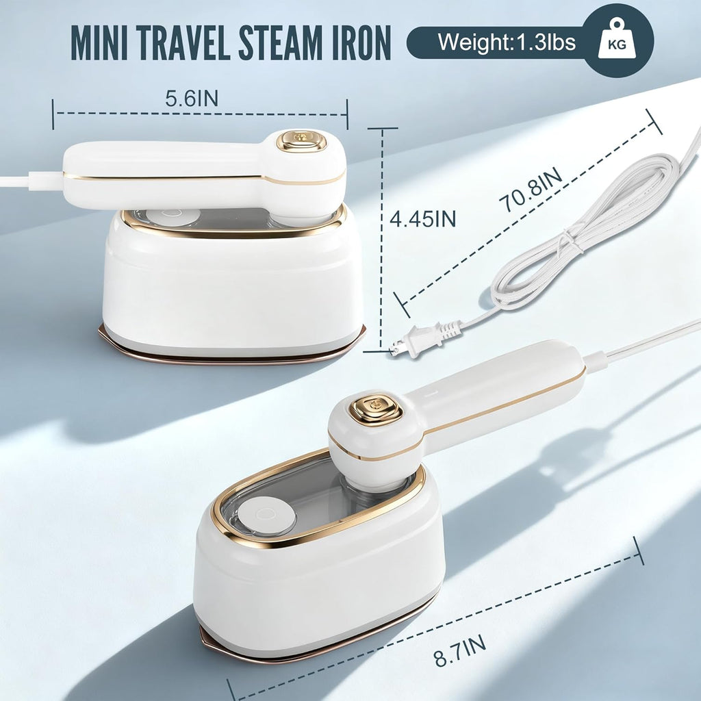 Skiennix Travel Steamer - 1200W Handheld Garment Iron for Quick Wrinkle Removal | Fast Heating in 10 Seconds, White