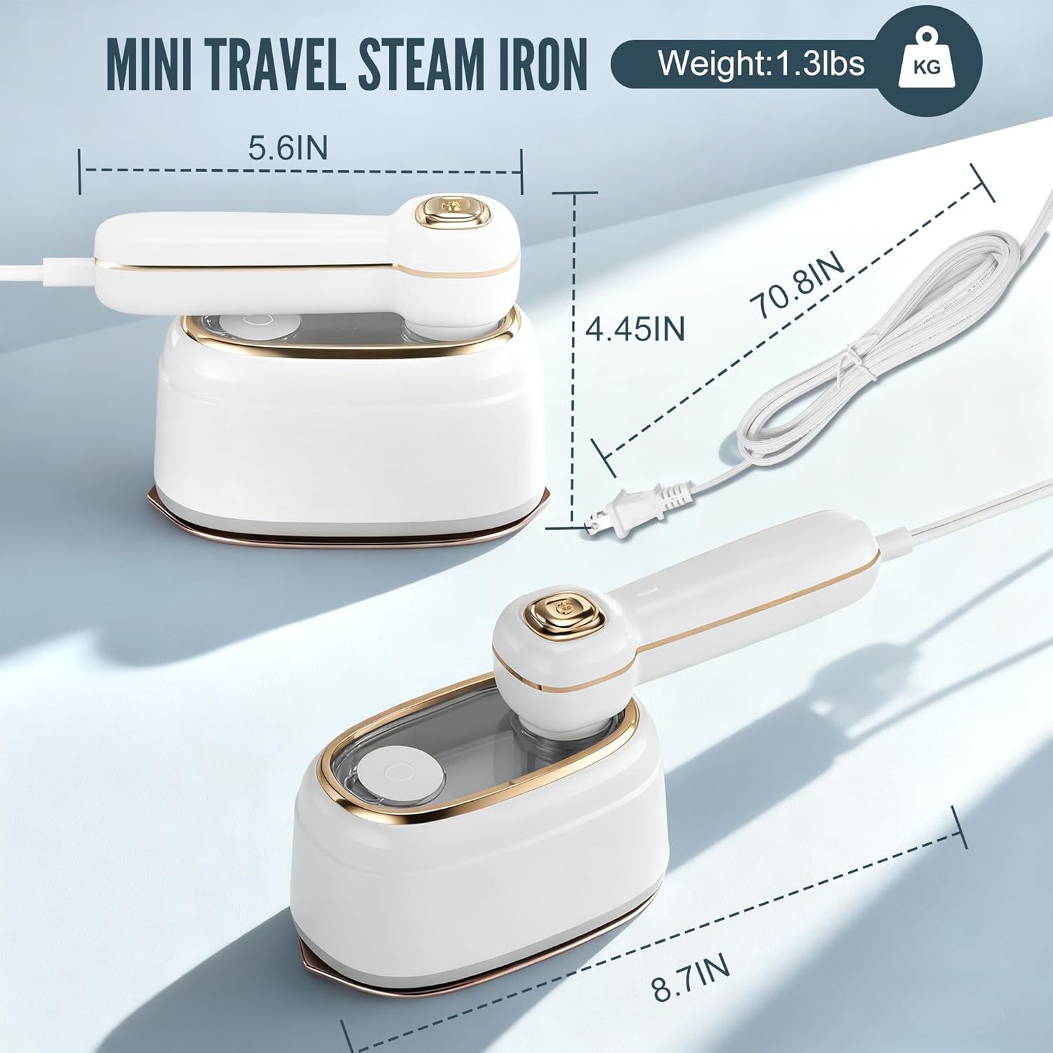 Skiennix Travel Steamer - 1200W Handheld Garment Iron for Quick Wrinkle Removal | Fast Heating in 10 Seconds, White