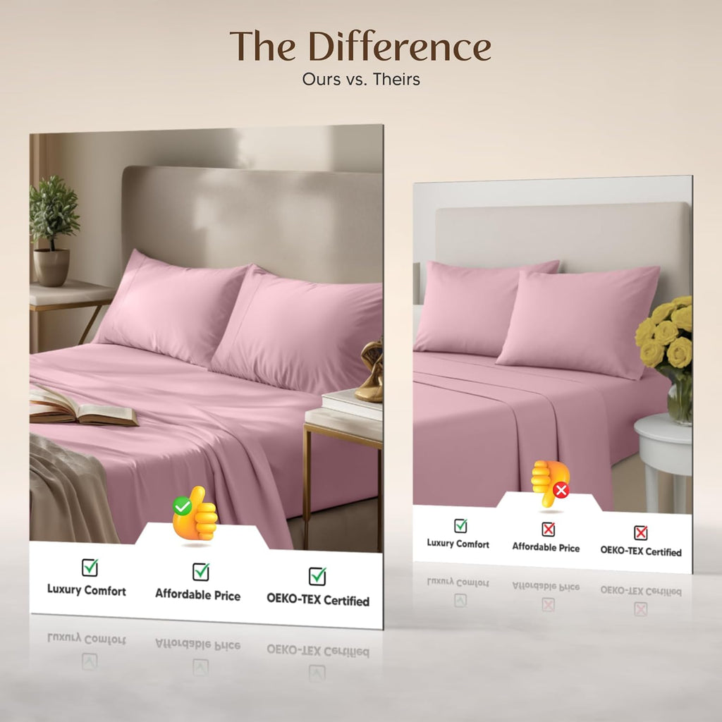 Utopia Bedding King Size Sheet Set - Soft, Breathable Microfiber | 4-Piece in Crystal Pink