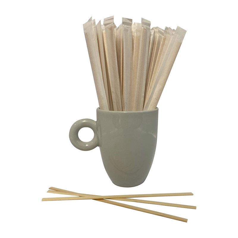 1000 Count | KingSeal Individually Paper Wrapped Bamboo Coffee Stir Sticks, 7 inches, Square End, 100% Renewable and Biodegradable - 2 Boxes x 500 Stirrers