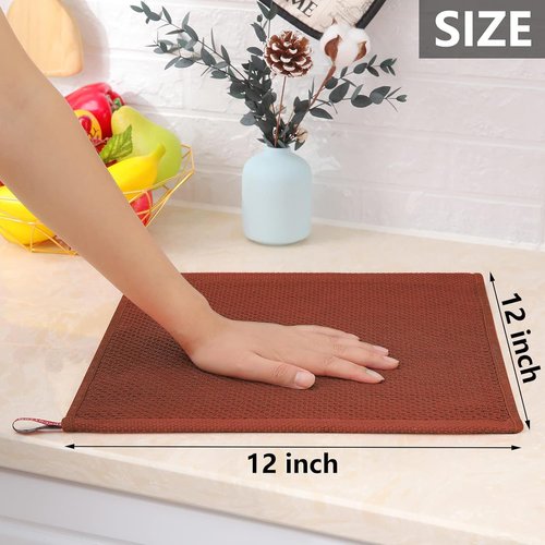 Homaxy 100% Cotton Dish Cloths - Ultra Soft, Absorbent & Quick Drying | 12 x 12 Inches, 6-Pack, Rust