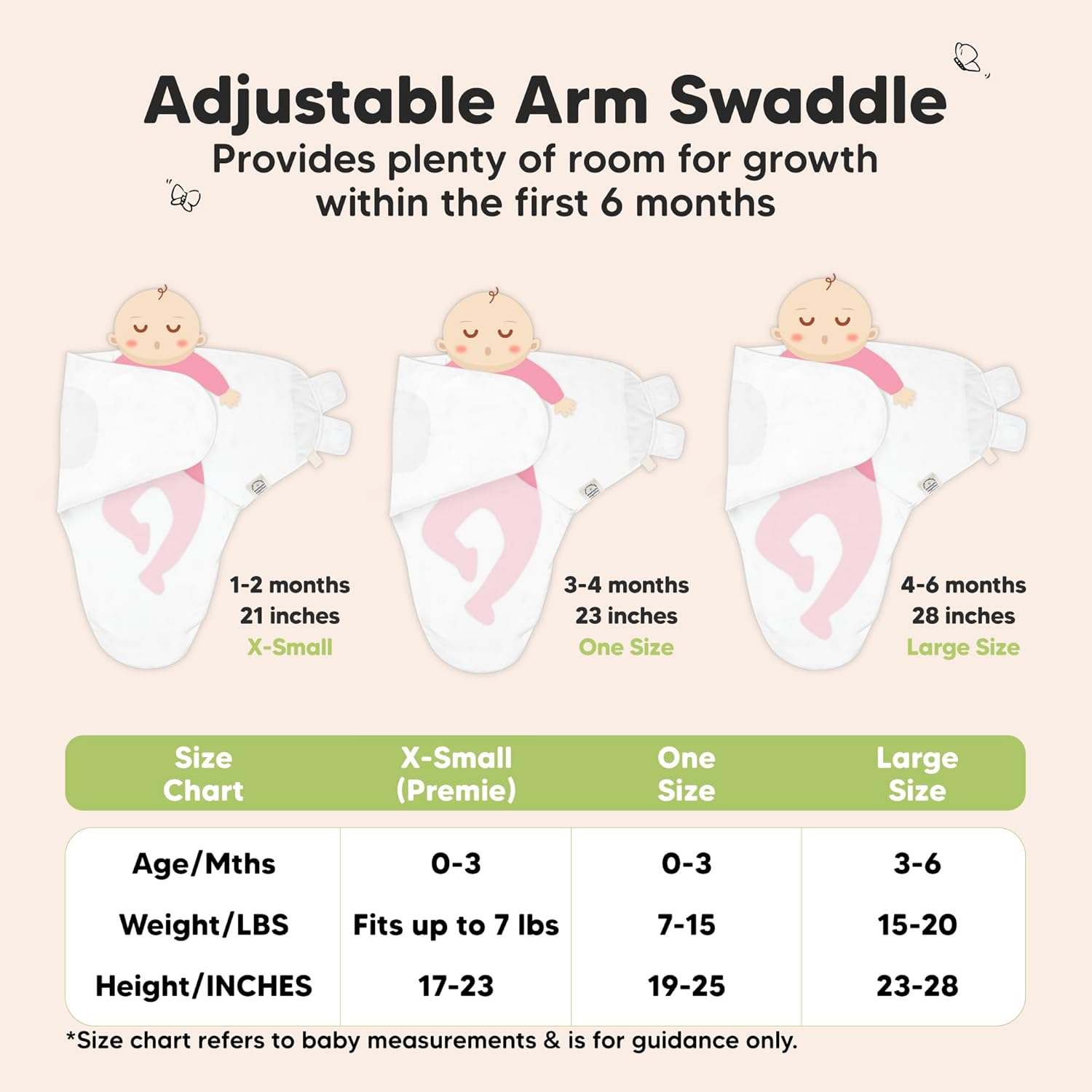 Skiennix Organic Baby Swaddle Sleep Sacks - Soft & Snug for Newborns 3-6 Months | 3-Pack in Cloud, Size L