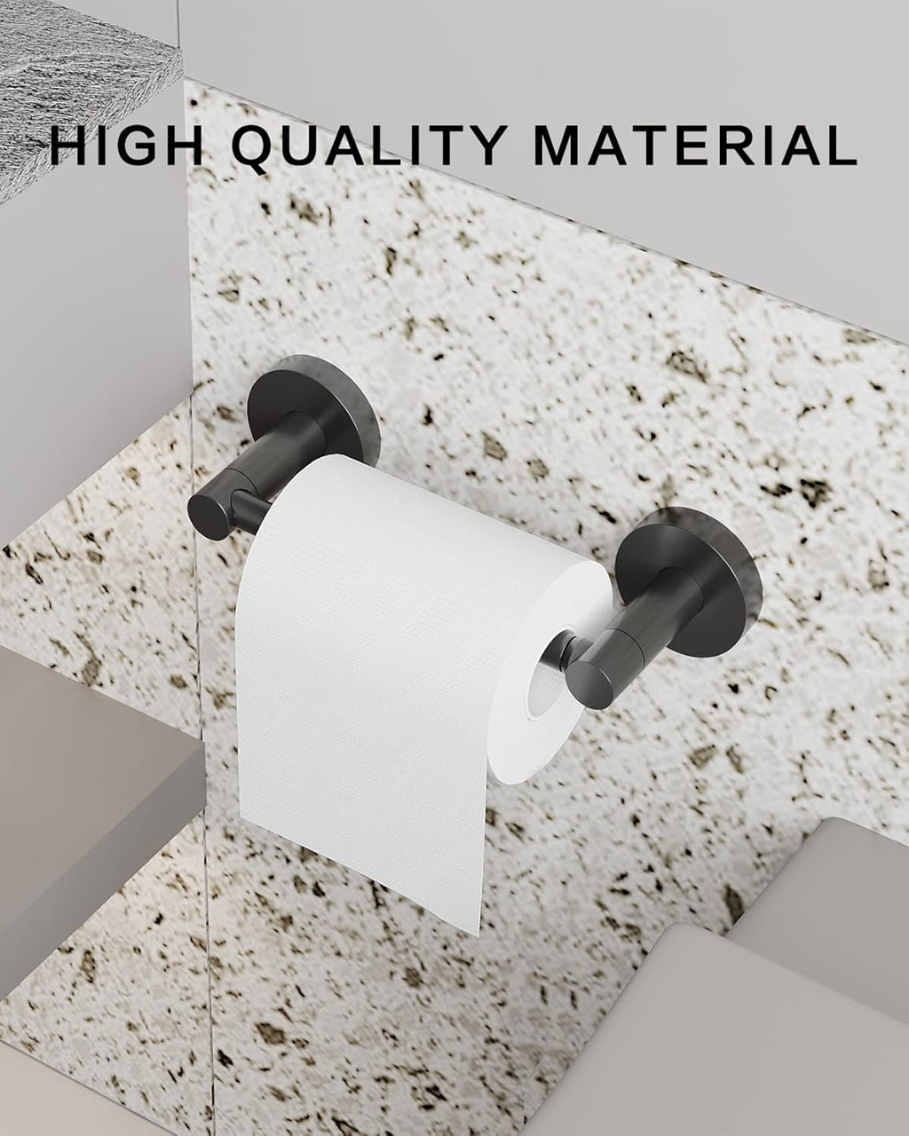 Skiennix Matte Black Toilet Paper Holder - Double Post Pivoting Design | Stainless Steel & Zinc Alloy, Wall-Mount