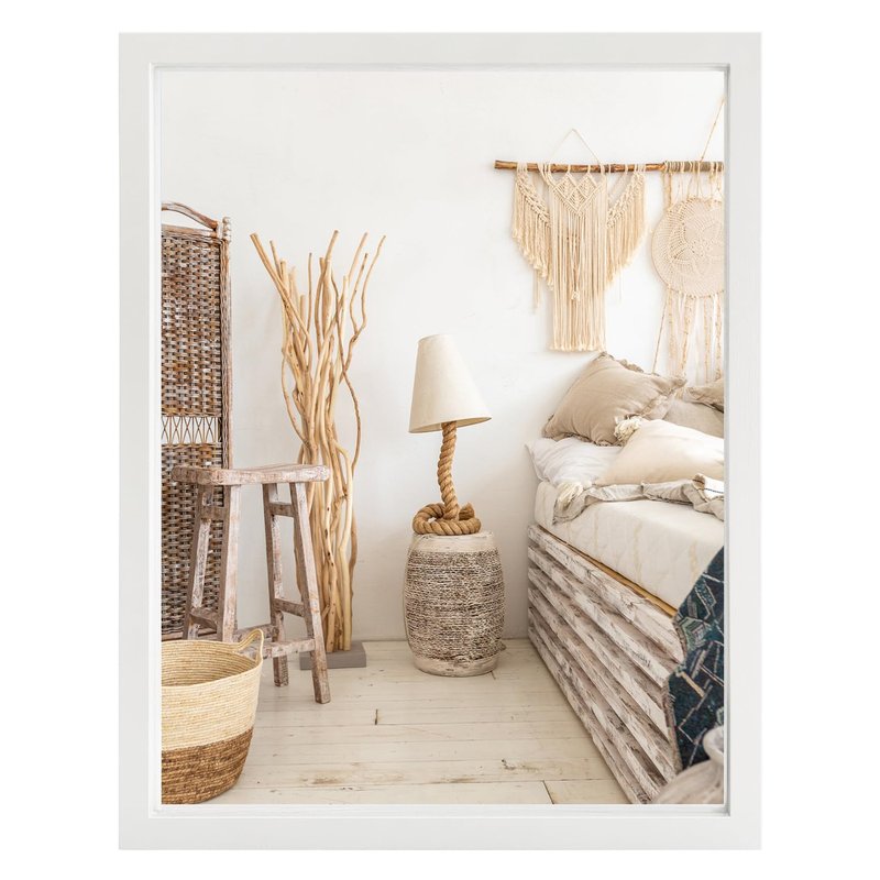 VASUHOME Rustic Wood Mirror for Wall- 16x20 Inch - Handcrafted Farmhouse Decor Mirror - Perfect for Bathroom, Bedroom, Entryway, Living Room, White