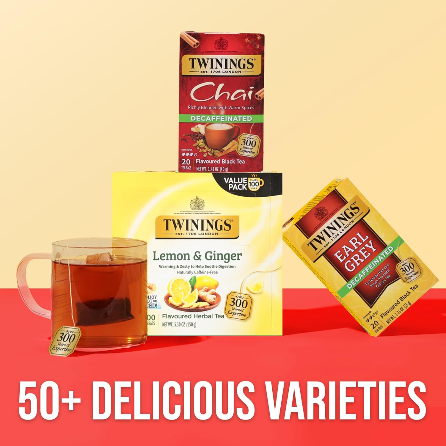 Twinings Decaffeinated Chai Tea Bags - Sweet & Savory Spices | 120 Individually Wrapped Bags (Pack of 6)