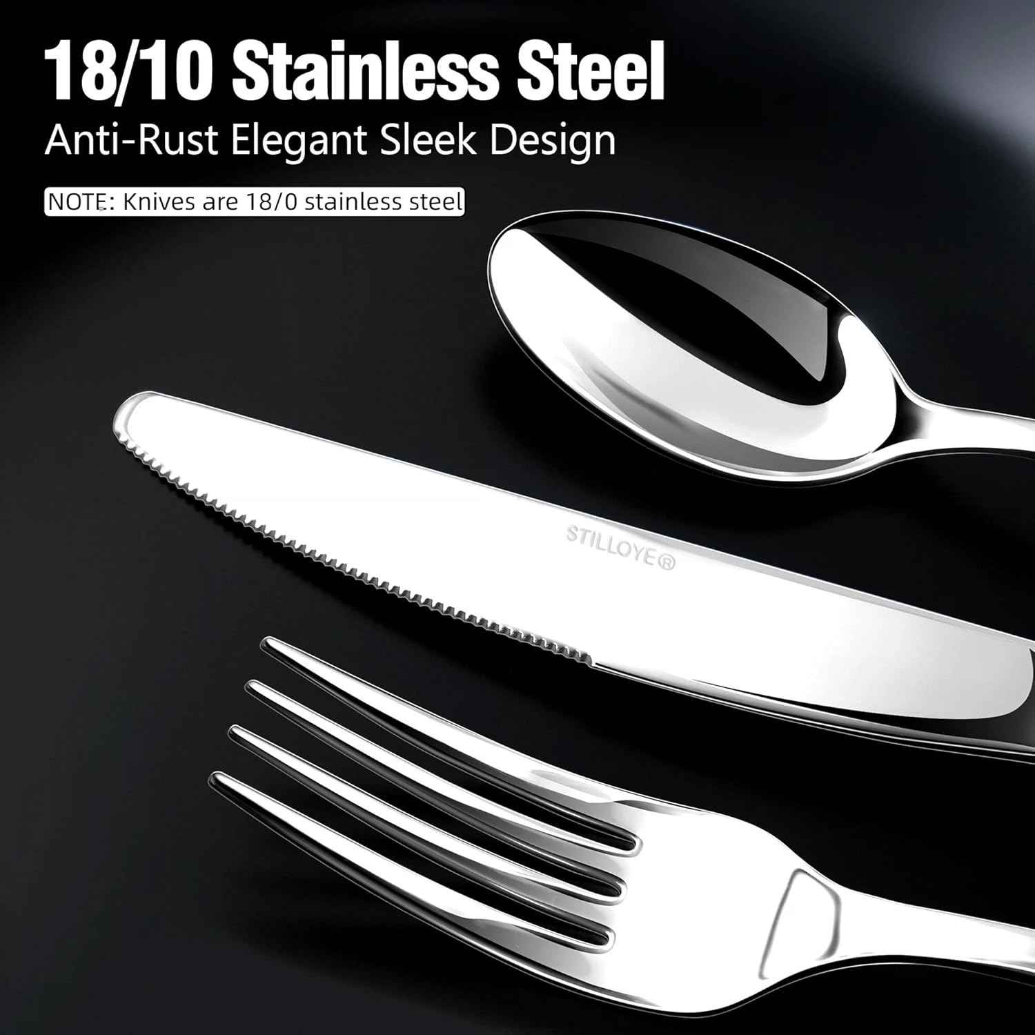 Regine Switzerland 40-Piece Silverware Set for 8 | 18/10 Stainless Steel, Mirror Polished, Dishwasher Safe