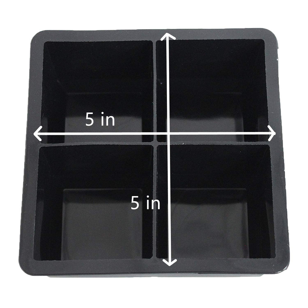 witice Large Ice Cube Trays Silicone (2.5-Inches) - Whiskey Ice Cube Mold, With Easy Release Ice Cubes for Whiskey and For Cocktail,Food Grade (Black 2 Tray)