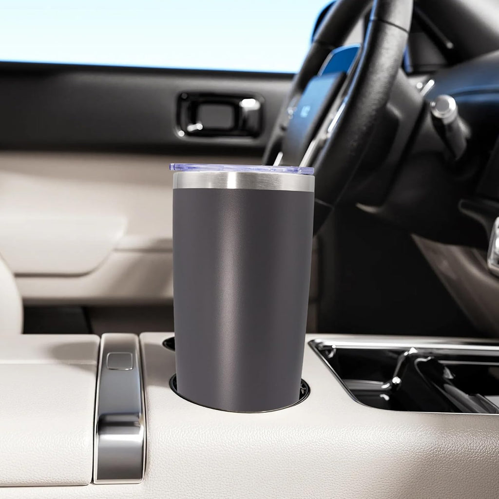 Skiennix 20oz Stainless Steel Tumbler - Vacuum Insulated Travel Mug for Hot & Cold Drinks, Grey