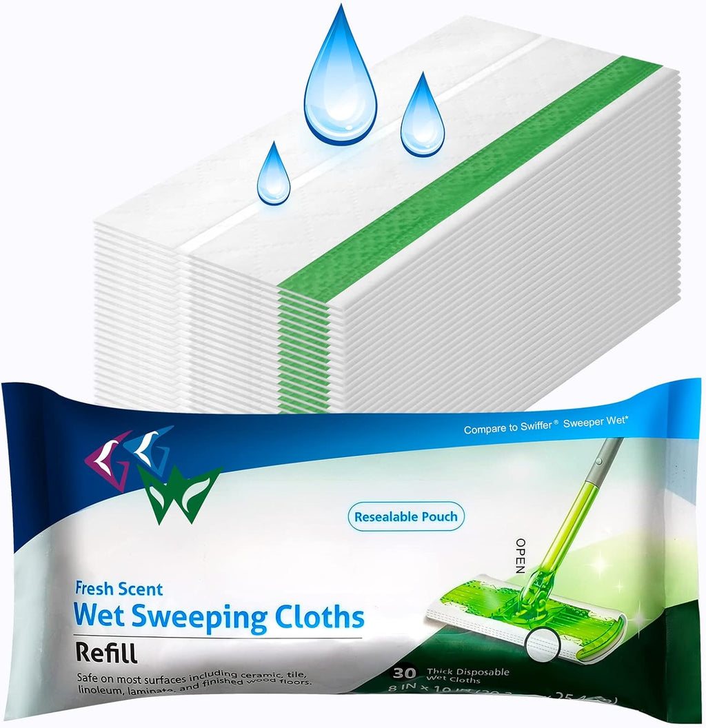 Skiennix Wet Mopping Pad Refills - 30 Count for Swiffer Sweeper | Ultra-Absorbent Cleaning Cloths