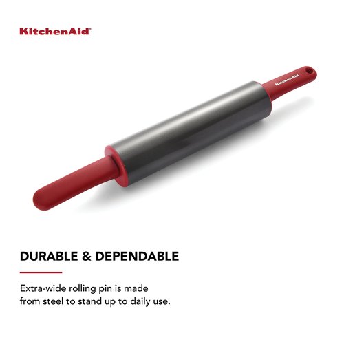 KitchenAid Gourmet Rolling Pin, 2.5 x 2.5 x 22 Inch, Red