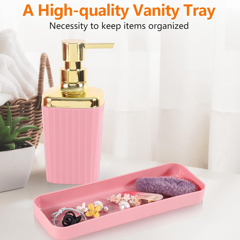 Skiennix 9-Piece Pink Bathroom Accessory Set - Stylish Trash Can, Toothbrush Holder & More