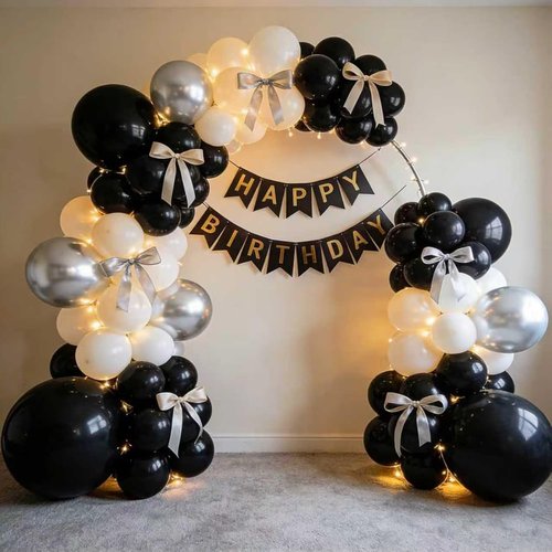 Black Balloons - 125 Pcs Latex Balloon Pack | 5-18 Inch Sizes for Birthday, Graduation & Party Decor