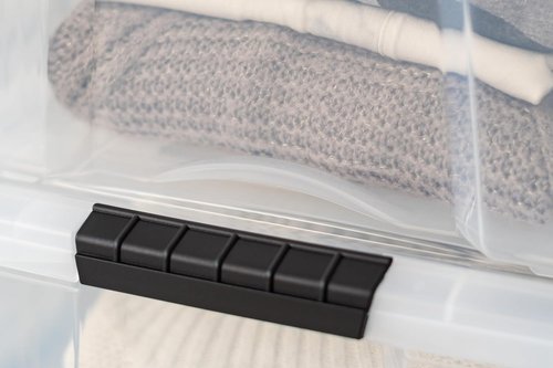 IRIS USA 40 Qt Stackable Plastic Storage Bins - BPA-Free, Durable Nestable Containers, Clear | 4 Pack
