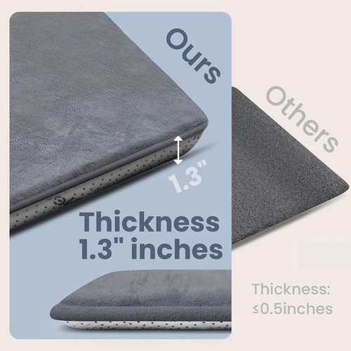 Huloo Play Mat - Non-Toxic 50"×50" Thick Elasti-Foam for Tummy Time | Soft Coral Velvet, Dark Grey