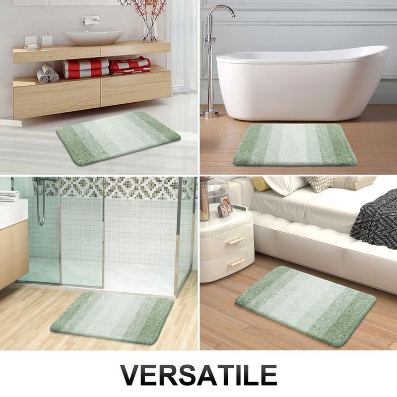 OLANLY Bathroom Rug Set 2 Piece, Soft Absorbent Microfiber Bath Rug Set, Non-Slip, Machine Wash Dry, Plush Shaggy Bath Mats for Bathroom (47"x20"+24"x16", Sage Green)