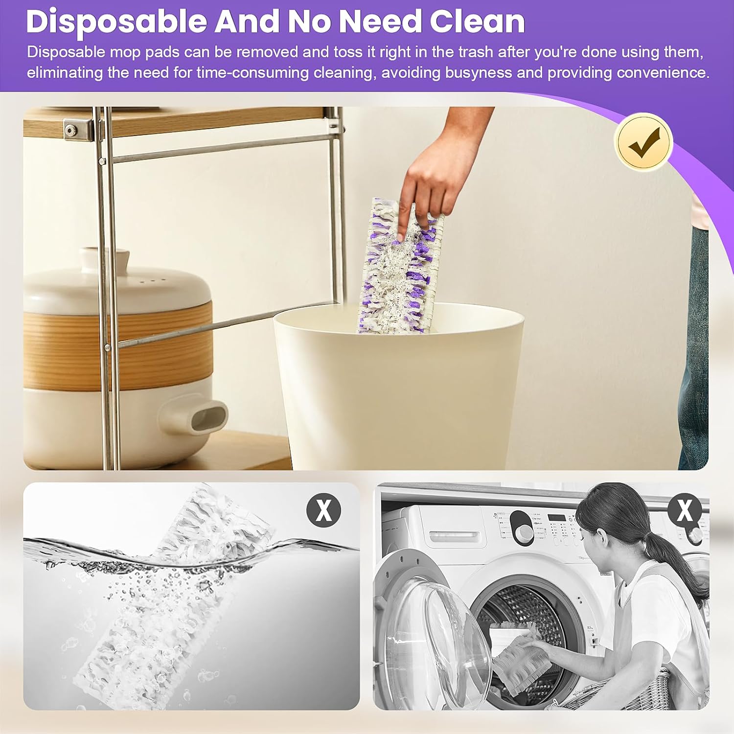 Skiennix 40 Pack Disposable Refill Pads - Multi-Surface Replacement for Power Mop™ & Wood Mop