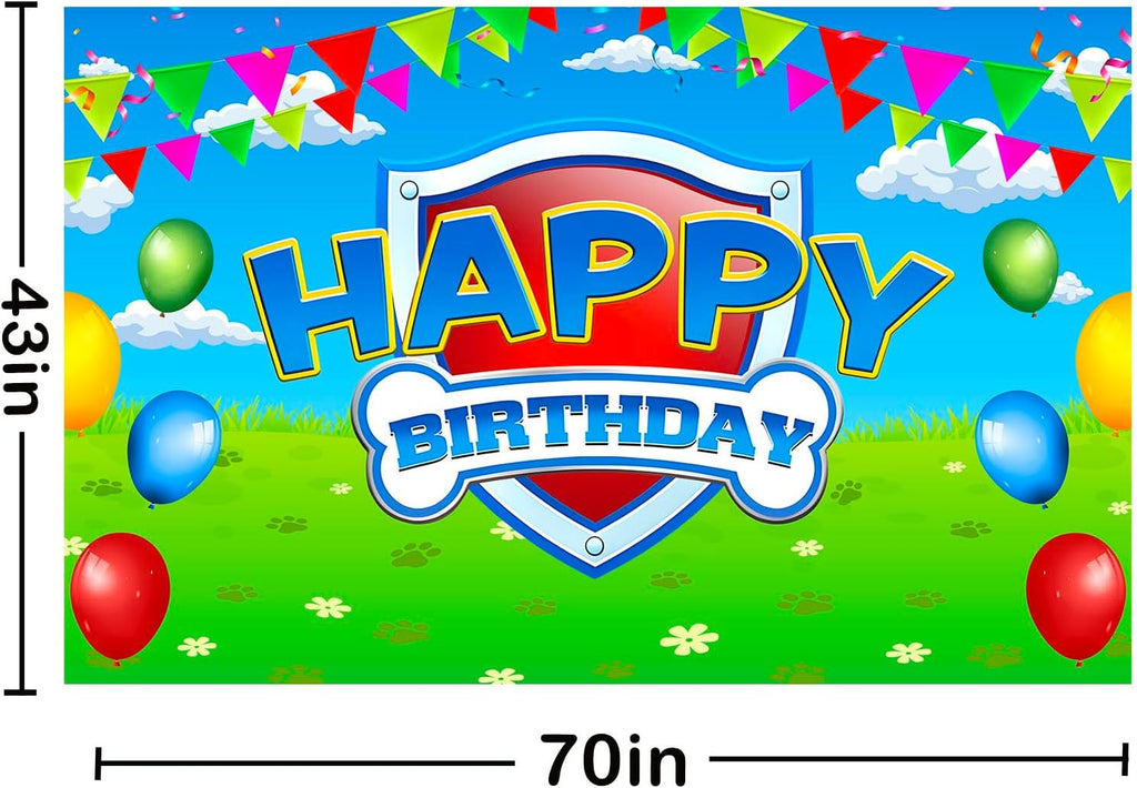Paw Birthday Party Decorations - 70in X 43in Blue Dog Photo Backdrop for Kids' Room & Baby Showers