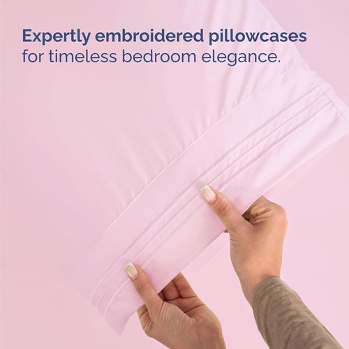 Comfy Twin Size 3 Piece Sheet Set by [Brand Name] - Breathable & Cooling Luxury Bedding - Soft, Wrinkle-Free Light Pink