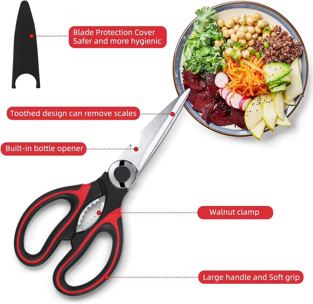 Raptor Kitchen Scissors - Heavy Duty Stainless Steel Multi-Function Shears | Dishwasher Safe, 2-Pack