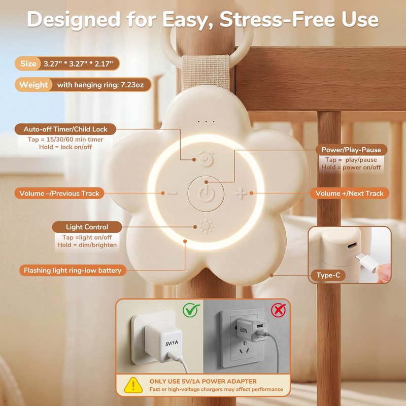 2025 Mom's Choice Awards | Portable White Noise Sound Machine Baby | 25 Soothing Sounds | Rechargeable Travel Sound Machine with Night Light | Newborn Essentials | Nursery Shower Gift, Home, Sleep Aid