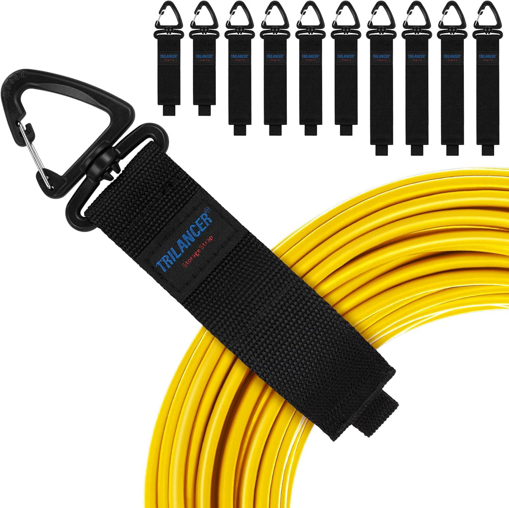 Trilancer Heavy Duty Storage Straps - 10-Pack Hook-and-Loop Cord Organizers for Cables & Hoses