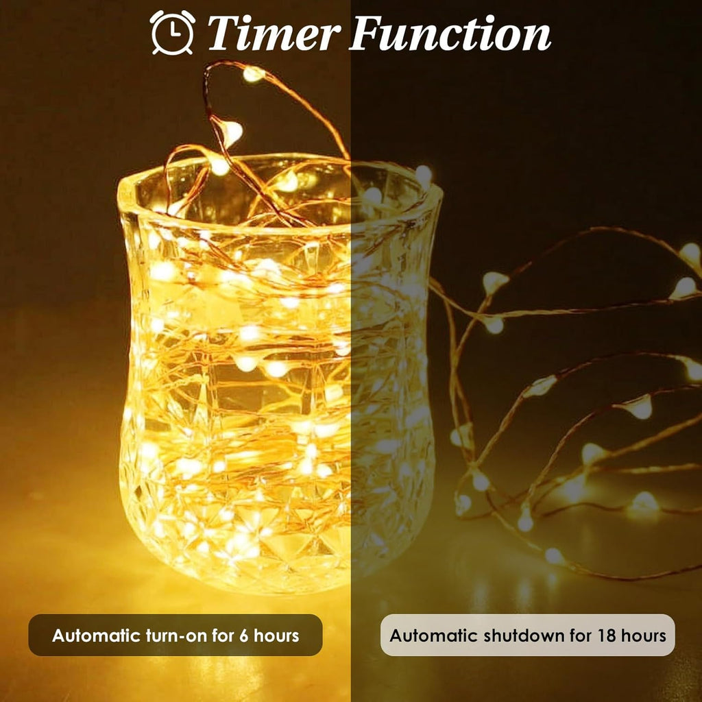 Skiennix 20FT Waterproof Fairy Lights - 60 LED Battery Operated Twinkle String Lights for Indoor/Outdoor Décor | Warm White