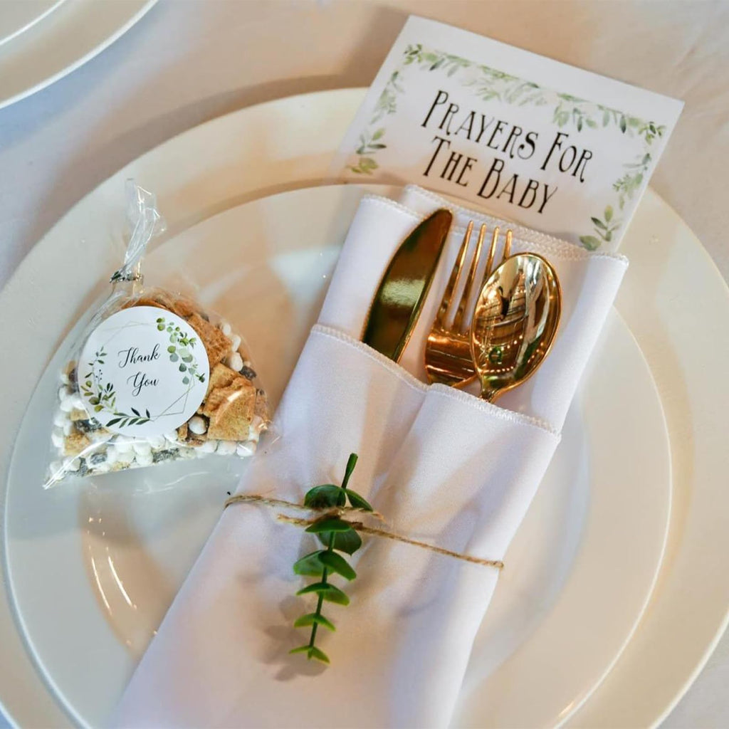 WDF 180 Pieces Disposable Plastic Gold Silverware Cutlery - Disposable Flatware Set 60 Forks, 60 Knives and 60 Spoons - Heavy Duty Gold Plastic Cutlery - Utensils for Baby Shower Wedding Spring