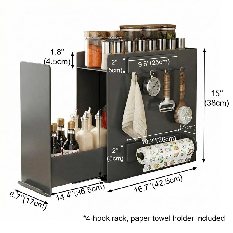 Sharkwave Living 3 Tier Seasoning Condiments Spice Rack With Drawer, Pull-Out Kitchen Countertop Organizer, Kitchen Food Storage Container