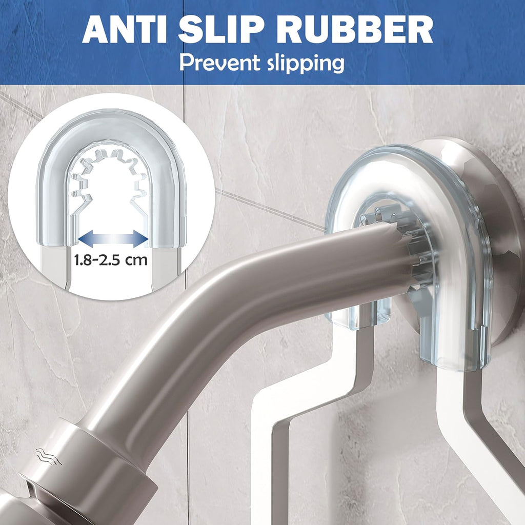 Never Rust Aluminum Shower Caddy by [Brand Name] - Over Showerhead Organizer with Soap Holder & Multi Hooks | Silver