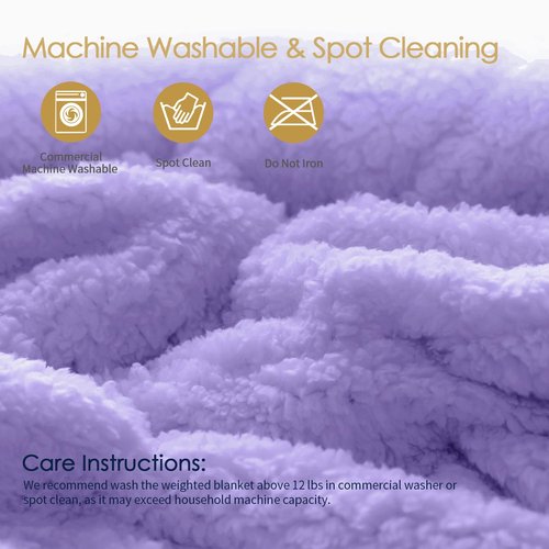 Mr. Sandman Faux Fur 15 Pound Weighted Blanket Queen Size, Luxury Elegant Long Fur Weighted Blanket Throw for Bed Sofa, Super Soft Warm Sherpa Reverse Heavy Blanket Throw - 60"×80", Light Purple