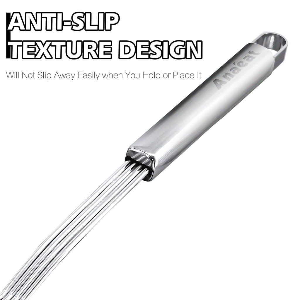 Anaeat Stainless Steel Spider Strainer Skimmer - Solid Kitchen Strainer Ladle with Long Handle for Cooking and Frying, Reinforced Double Coil Slotted Spoons for Pasta, Noodle, Spaghetti (5.5 Inch)