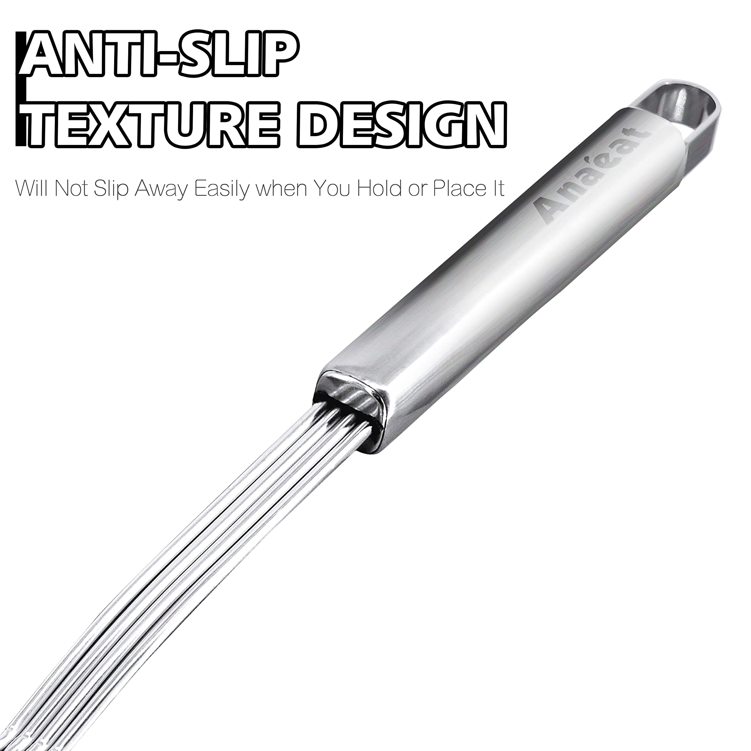 Anaeat Stainless Steel Spider Strainer Skimmer - Solid Kitchen Strainer Ladle with Long Handle for Cooking and Frying, Reinforced Double Coil Slotted Spoons for Pasta, Noodle, Spaghetti (5.5 Inch)