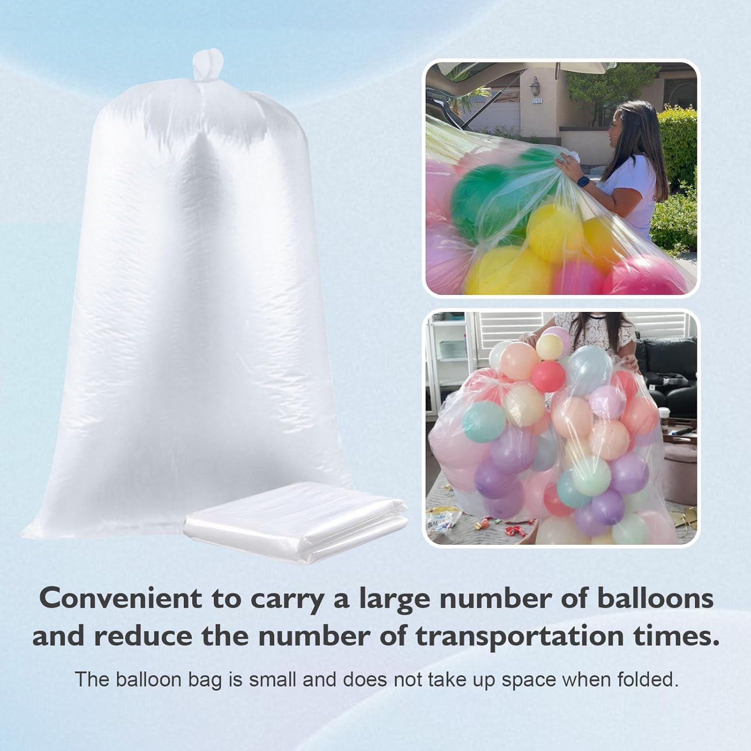Skiennix Extra Large Clear Balloon Bags - 98 x 59 In, Reusable for Arch Garland & Party Decorations | 2 Pack