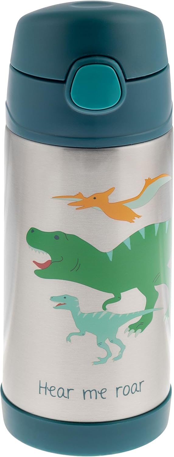 Stephen Joseph Insulated Water Bottle - Double Wall Stainless Steel, BPA-Free, 11.8 Ounces, Dino Design