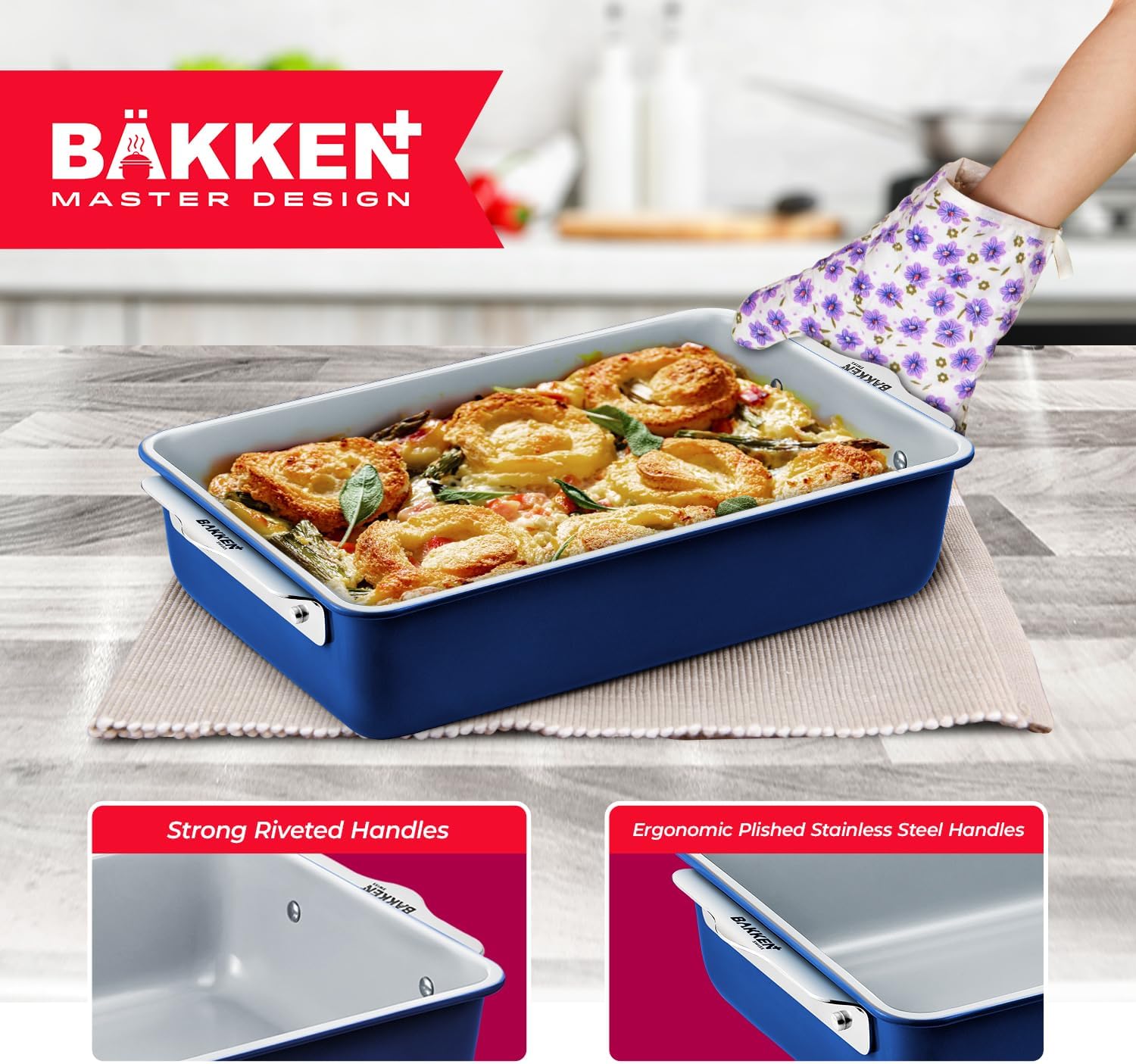 Premium Non-Stick Ceramic Baking Sheet Pan - Aluminized Steel, PFOA & PFAS Free - Perfect for Baking & Roasting - Medium Size (15.5" x 10") - Blue