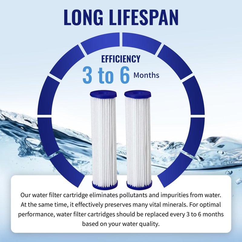 CFS – Pleated Water Filter Cartridges Compatible with 0.35 Sub-micron Post-Filter Whole House Systems – 0.35 Micron Replacement Filter – Removes Bad Taste – 2 Pack