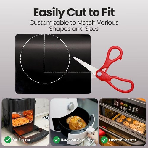 Buself Toaster Oven Liner - Nonstick & Heat Resistant Reusable Air Fryer Liners, 9x11", 2 Pack, Black