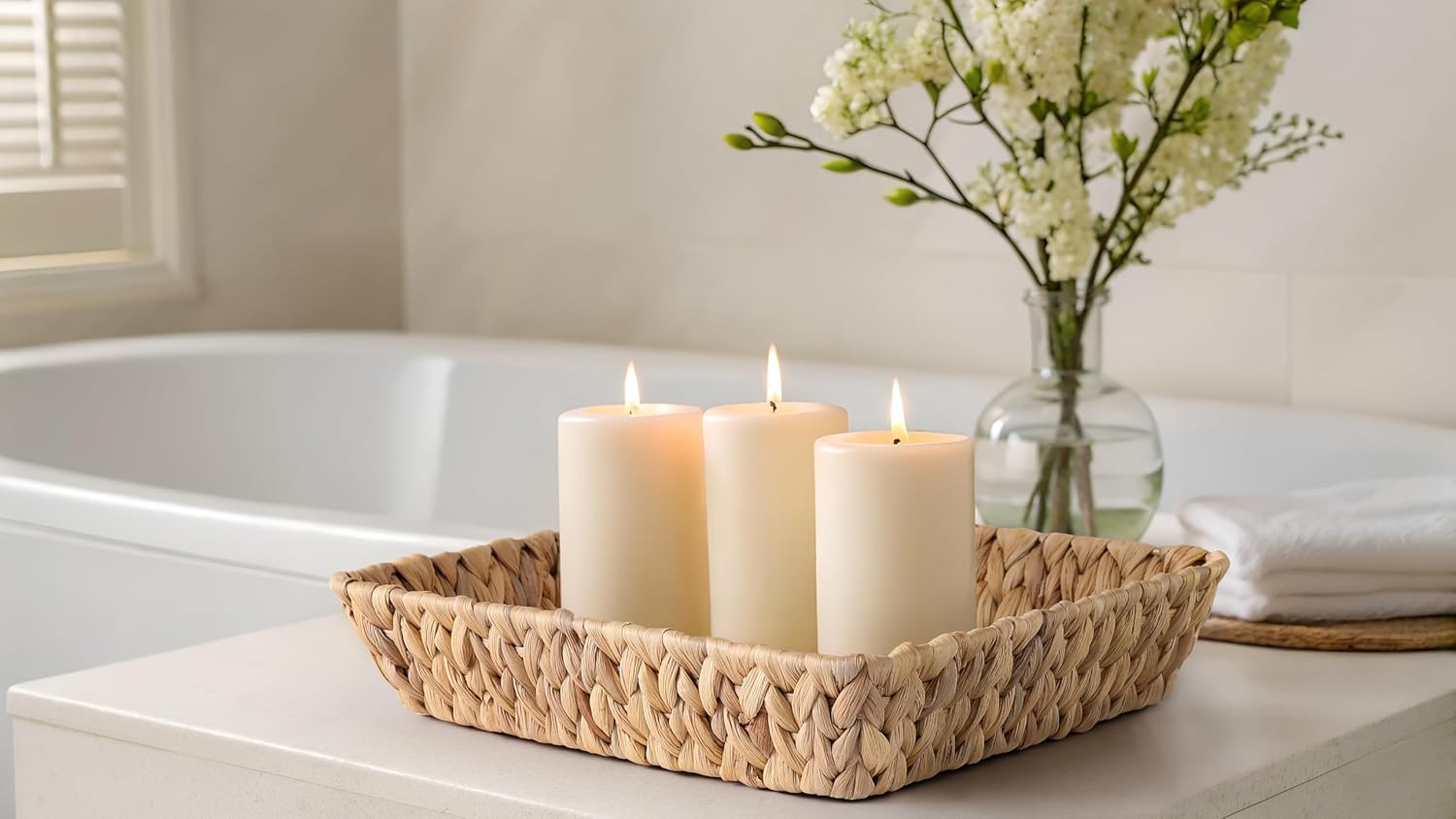 Wicker Basket Tray Set - Small Rattan Baskets for Gifts & Organizing | 2-Pack Decorative Baskets