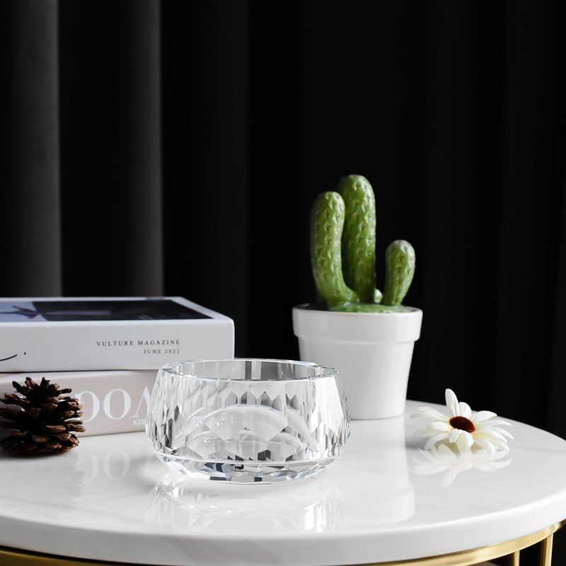 DONOUCLS Crystal Candy Dish Hand-Cut Decorative Bowl W4.7 x H2.4 for Home Decor, Comes With Gift Box