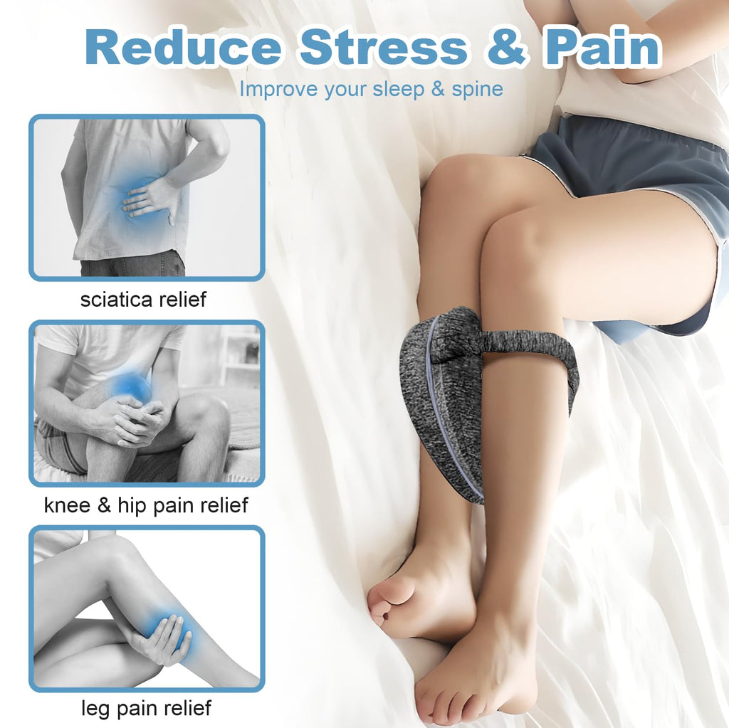 Gloserin Knee Pillow for Side Sleepers, Leg Pillow for Sleeping, Knee Pillow with Strap, Alignment Pillow Between Legs, Suitable for Relieving Leg, Back & Knee Pain, Machine Washable (Grey)