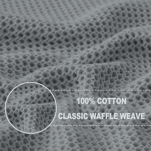 Homaxy Kitchen Dish Cloths - 100% Cotton Waffle Weave, Ultra Soft & Absorbent, 12x12 Inches, 6-Pack | Grey