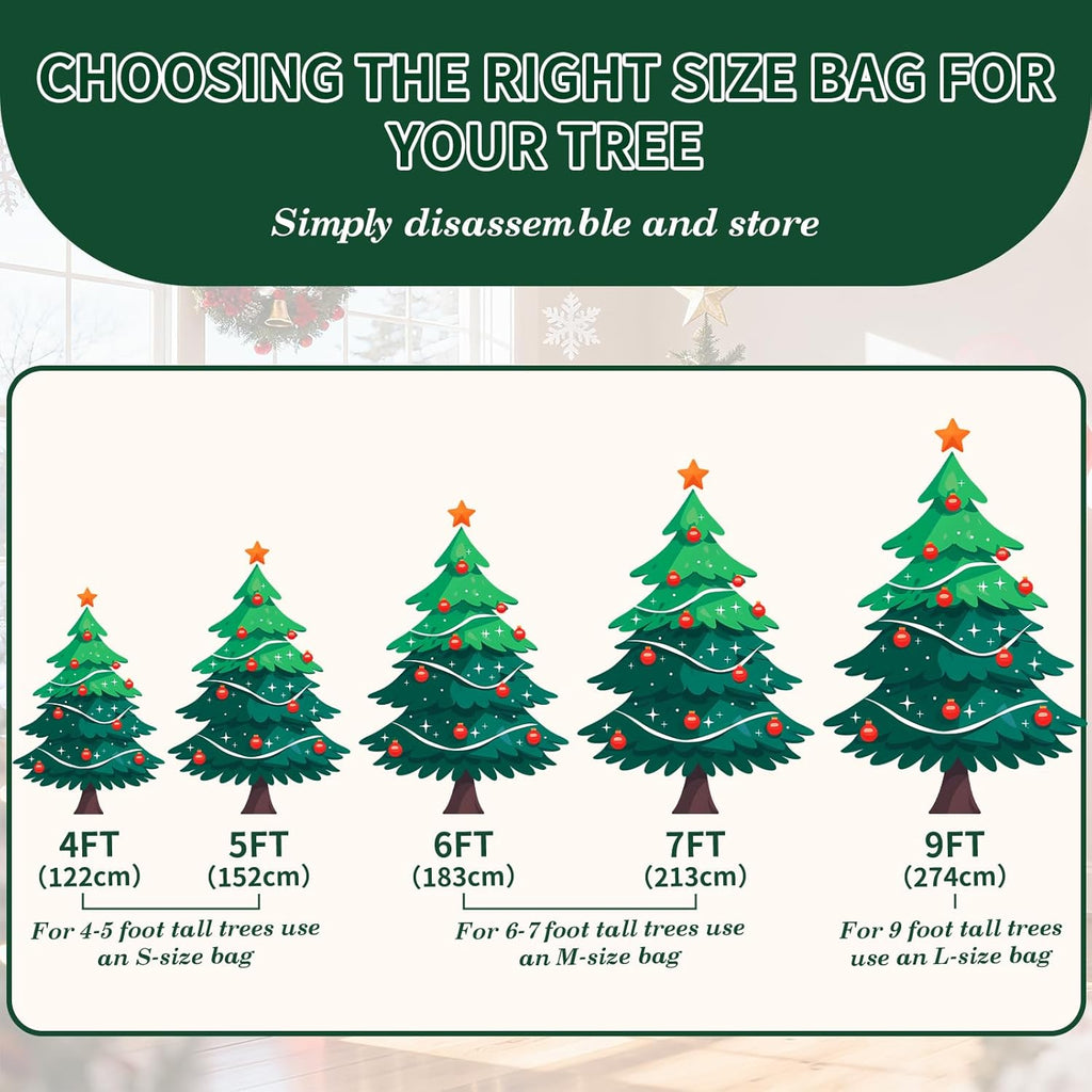 Skiennix Heavy-Duty Christmas Tree Storage Bag - Large Capacity with Reinforced Handles & Dual Zippers | Fits 3FT-4.5FT Trees, Black