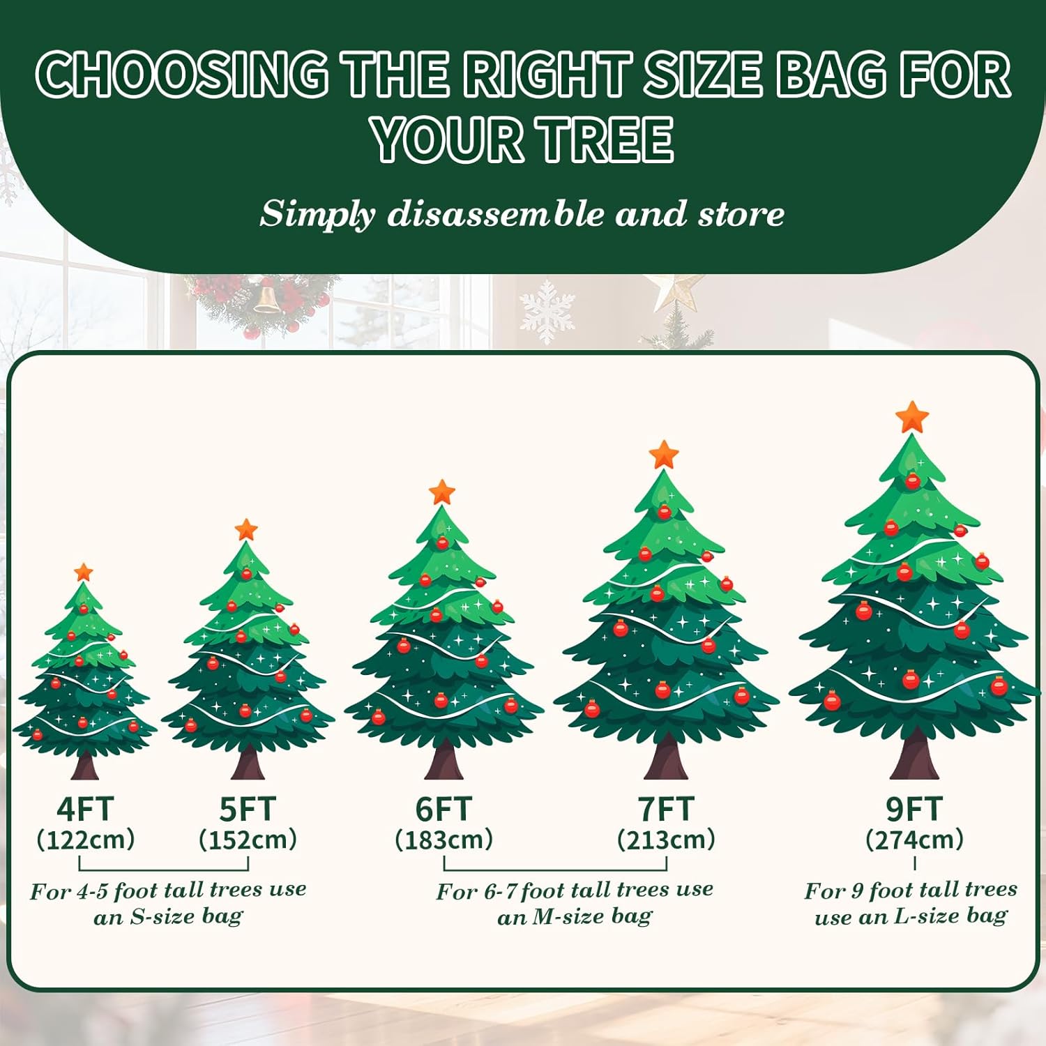 Skiennix Heavy-Duty Christmas Tree Storage Bag - Large Capacity with Reinforced Handles & Dual Zippers | Fits 3FT-4.5FT Trees, Black