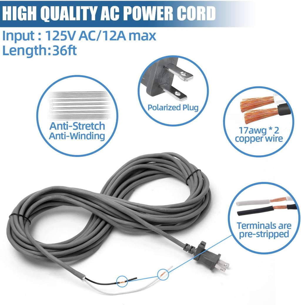 Shark 36ft Power Cord - Compatible With Navigator Lift-Away & Rotator Vacuum Cleaners