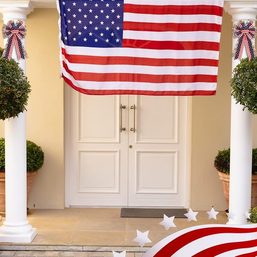 Jutom Patriotic Bow Wreath - Red, White & Blue Star Burlap Design for 4th of July & Veterans Day Decor