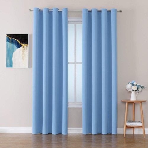 ChrisDowa Blackout Curtains - Room Darkening Thermal Insulated Grommet Panels | Sky Blue, 52 x 108 Inches