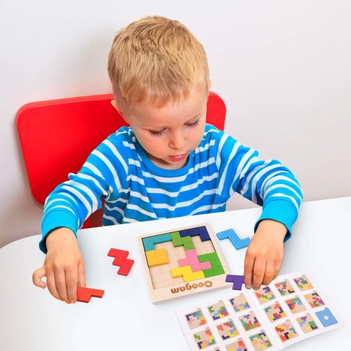 Coogam Wooden Puzzle | 3D Brain Teaser Game with 60 Challenges | Montessori STEM Toy for All Ages