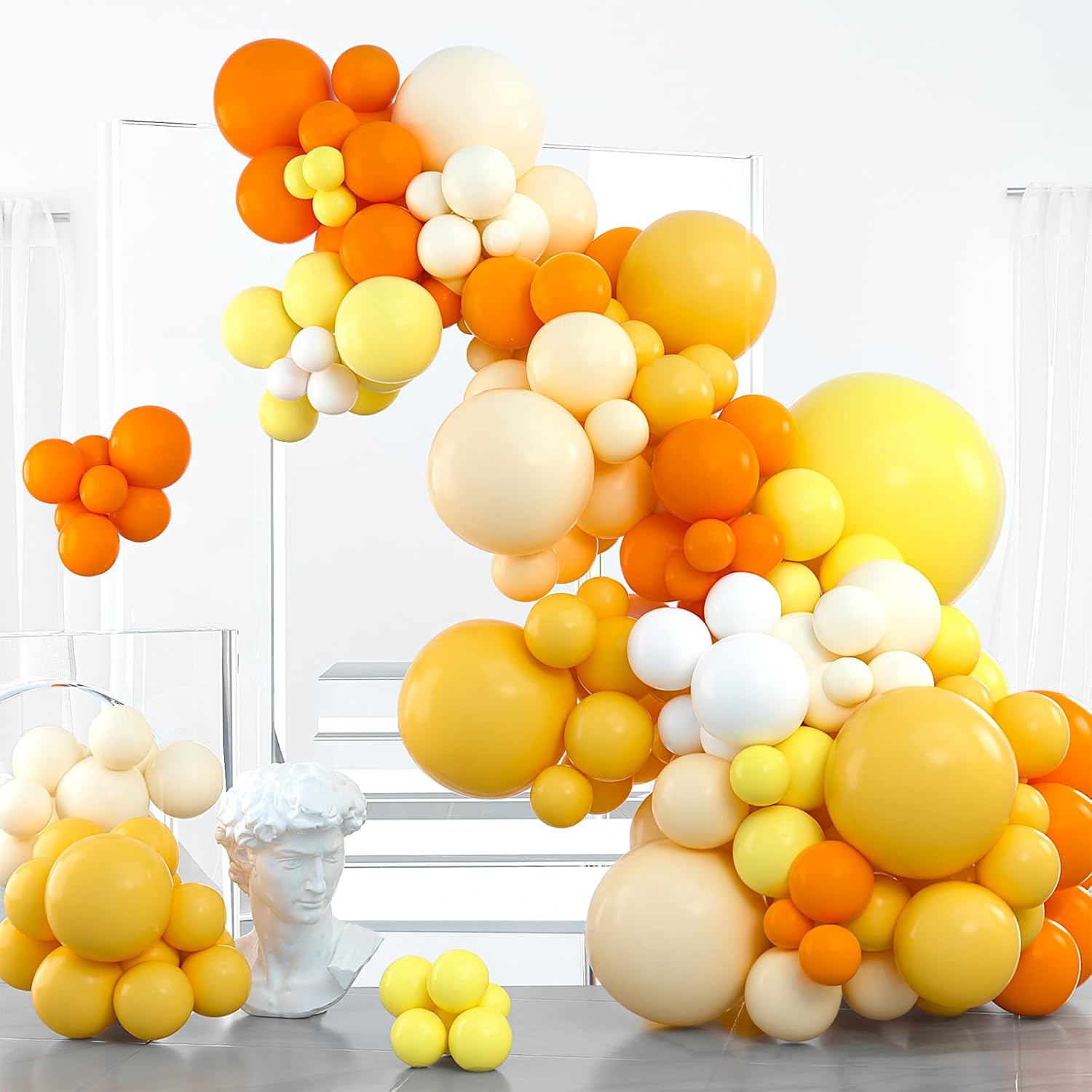 PartyWoo Yellow Balloon Garland - 100 Pcs Assorted Orange & Yellow Balloons | Perfect for Birthday & Party Decor