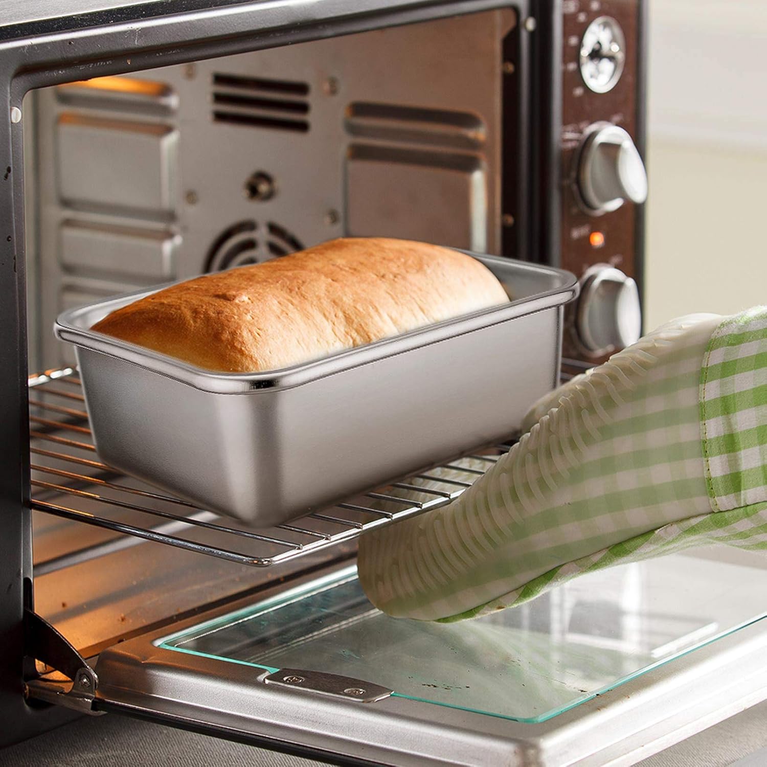 TeamFar Rectangular Cake Pan - Stainless Steel Brownie & Lasagna Casserole | 8"x10"x3", Rust-Free & Easy Clean